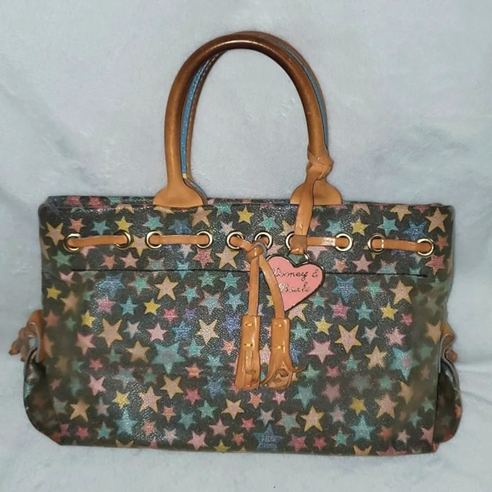 Dooney & Bourke Vintage Y2K Scribble Stars Satchel Bag Purse